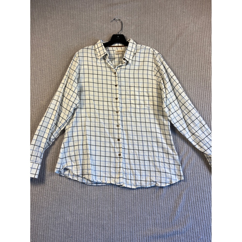 Barbour Shirt Womens 12 Regular Windowpane Check Button Down EUC